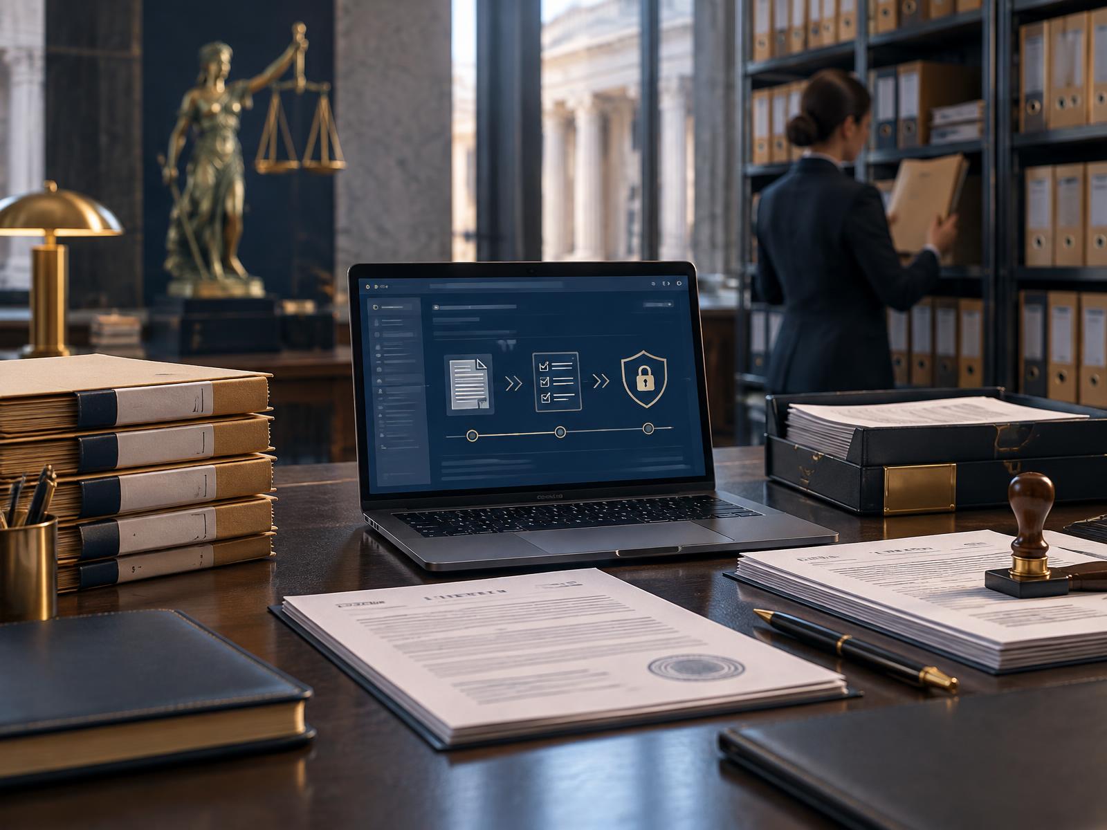 Legal document processing and courthouse compliance workflow